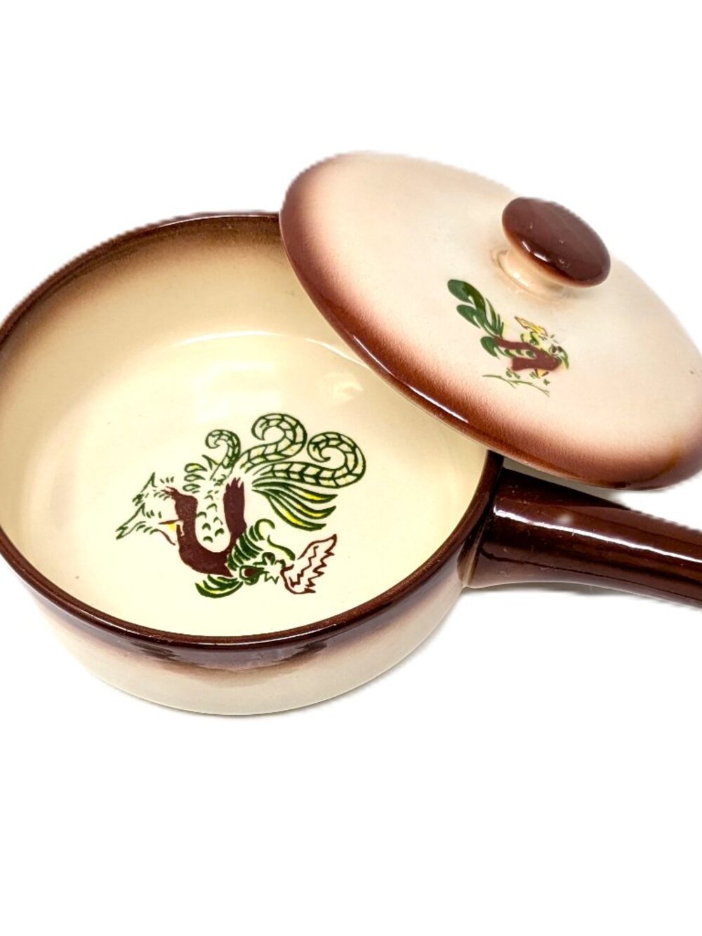 Brock of California Chanticleer Rooster Casserole sauce Pot 5" MCM 50s Country